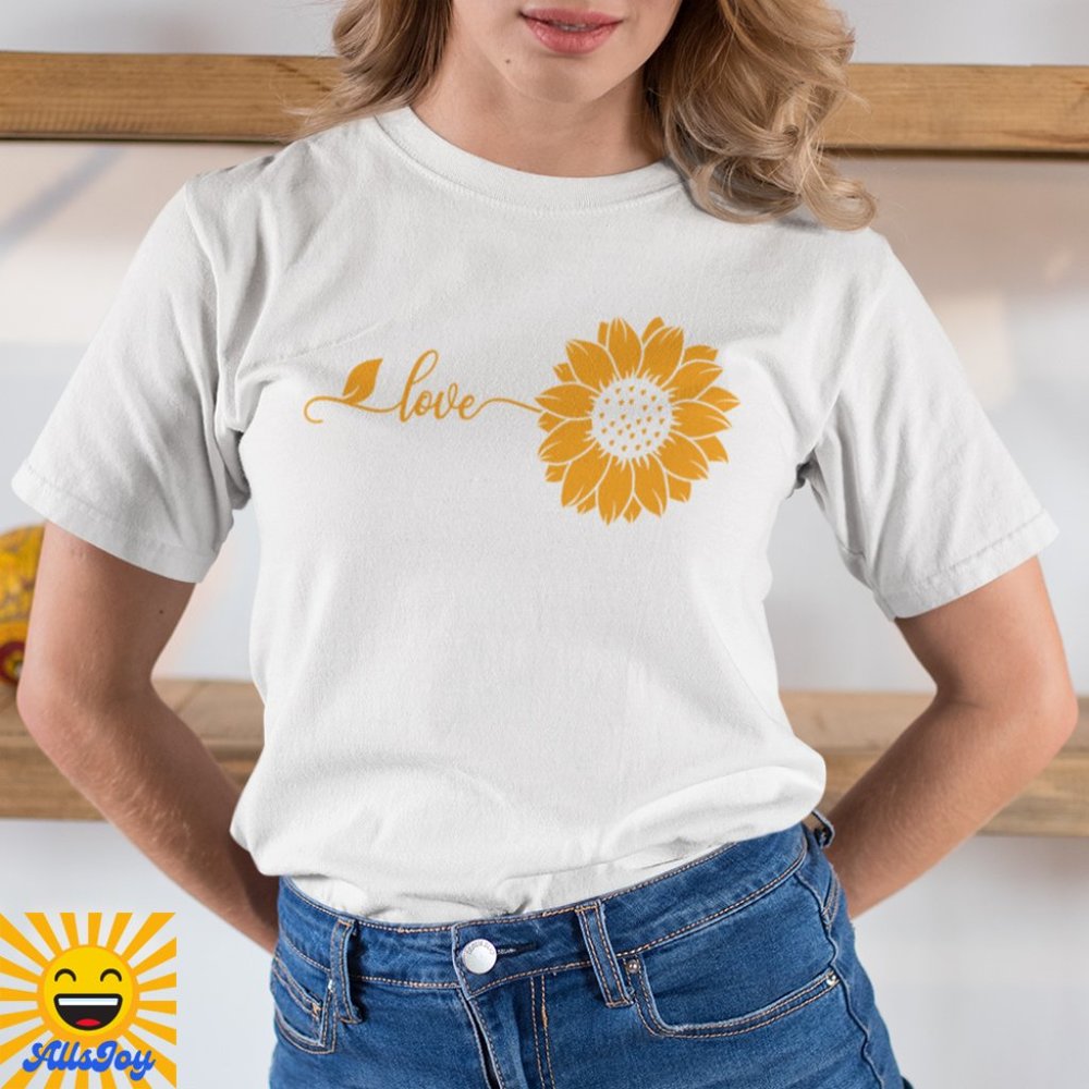 LOVE STEM SUNFLOWER Graphic Tee White T-Shirt